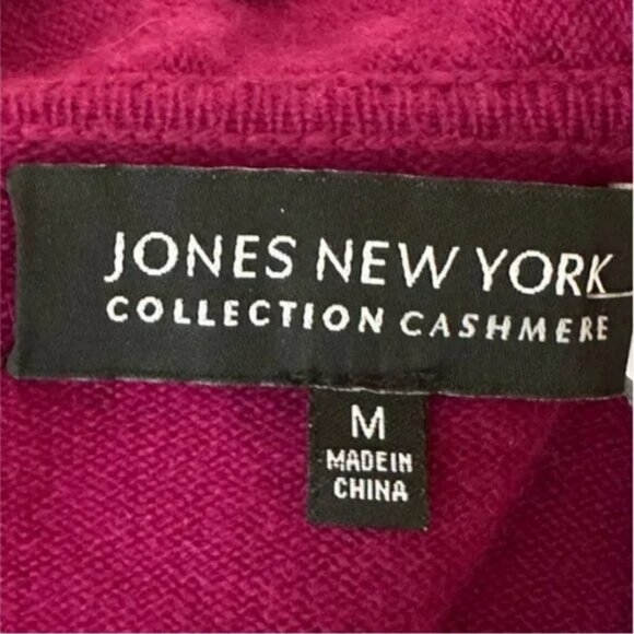 Jones New York Cashmere Ruffle Open Front Cardigan Fuschia Colored Size Medium - Picture 6 of 8
